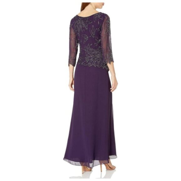 **J Kara** Women's Boat Neck Asymmetrical Beaded Dress 12 NWT - Picture 2 of 6